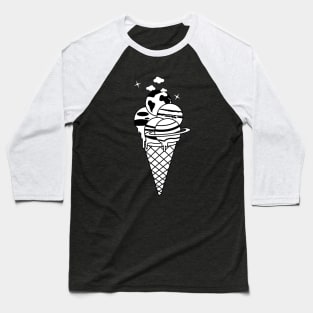 Ice-cream Planet Sci Fi B&W Baseball T-Shirt